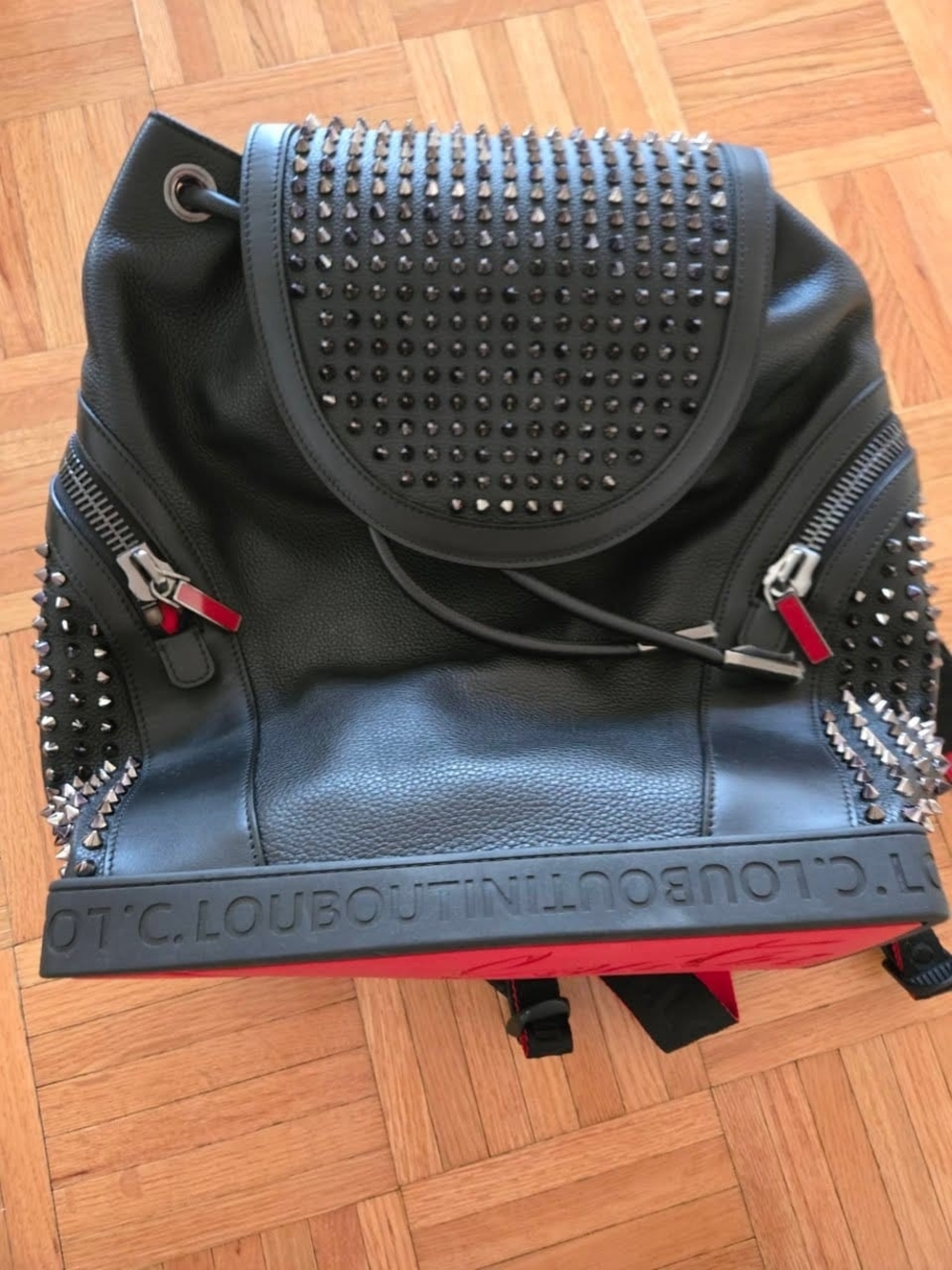 Brand New With Tags Christian Louboutin Exploraf Black Leather Studded Backpack